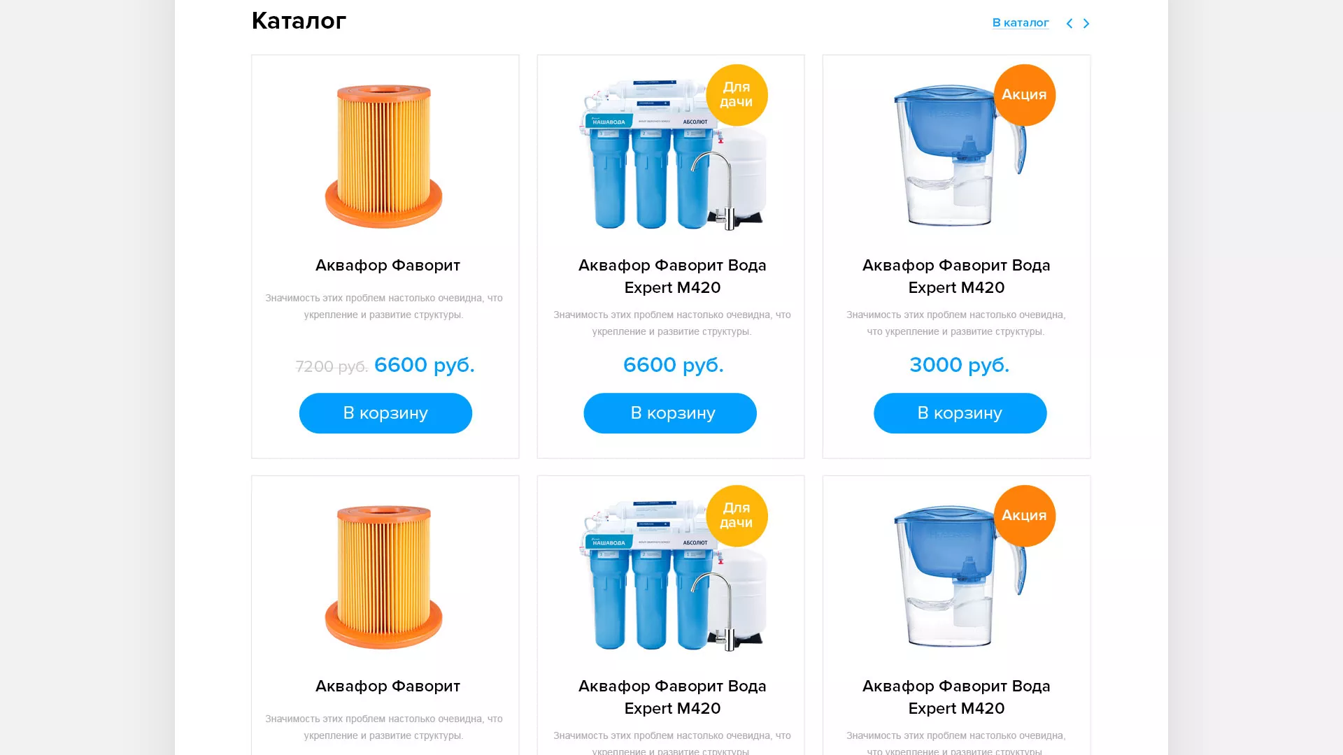 Создание интернет-магазина «Водолей» по продаже фильтров очистных сооружений в Чегеме