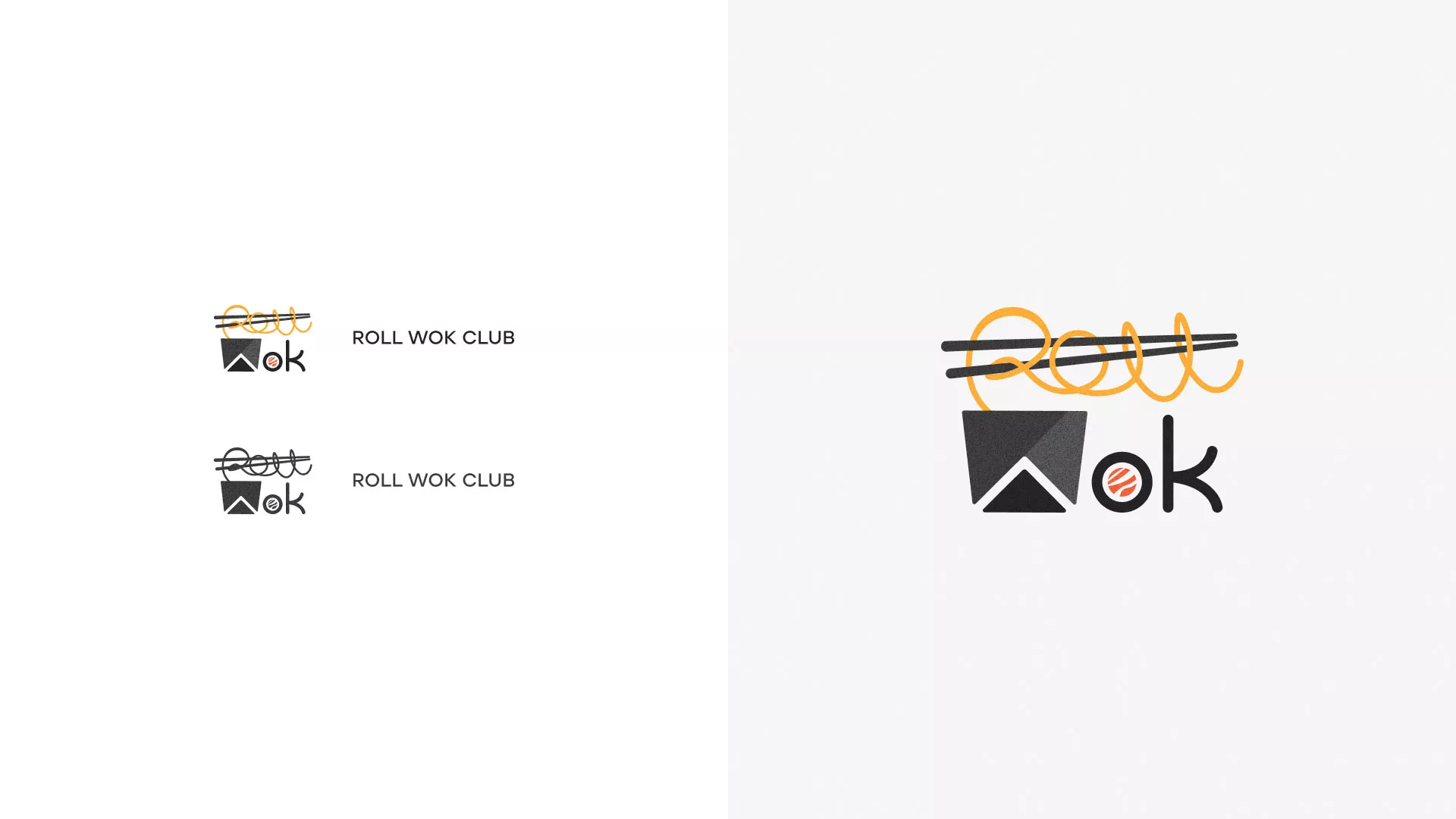 Разработка логотипа суши-бара «Roll Wok Club» в Чегеме